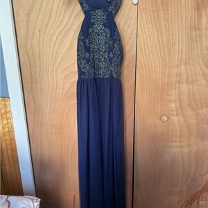 Elegant Navy Blue Evening Gown